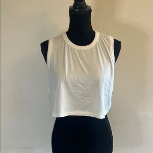 SKIMS Ivory Boyfriend Cropped Sleeveless Tank Top